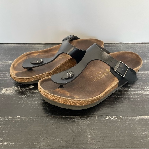 Birkenstock Gizeh Birko-Flor Black Shoes Size 37 - Picture 3 of 8